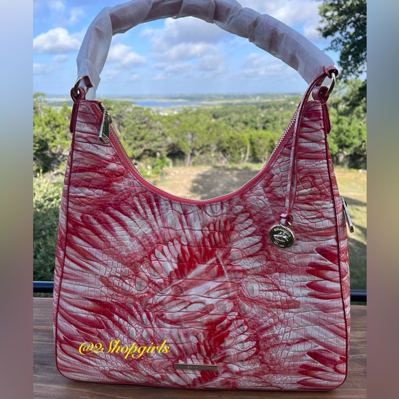 NWT Brahmin SET Tabitha  Shoulder Bag and Jane Wallet in PINK FLAMINGO Melbourne - Picture 4 of 15